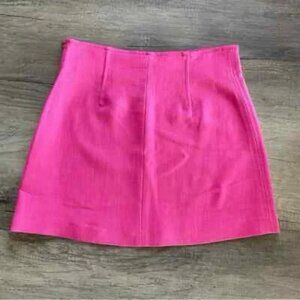 Zara Vibrant Pink Mini Skirt size Large linen skirt, Barbie core, girly ditzy